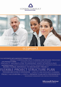 Factsheet cover of cc|project: supports project-based manufacturing companies as well as project service providers.