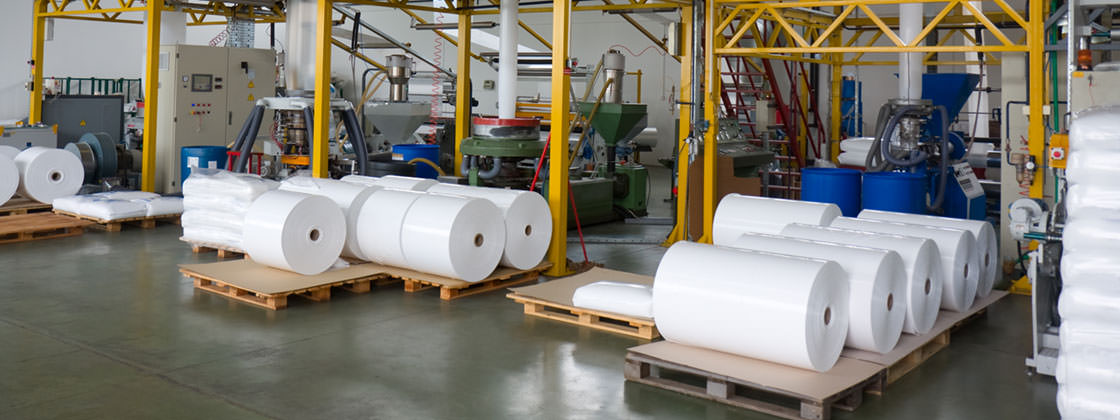 Digital solution for the foil production industry - Rolled plastic foil in warehouse
