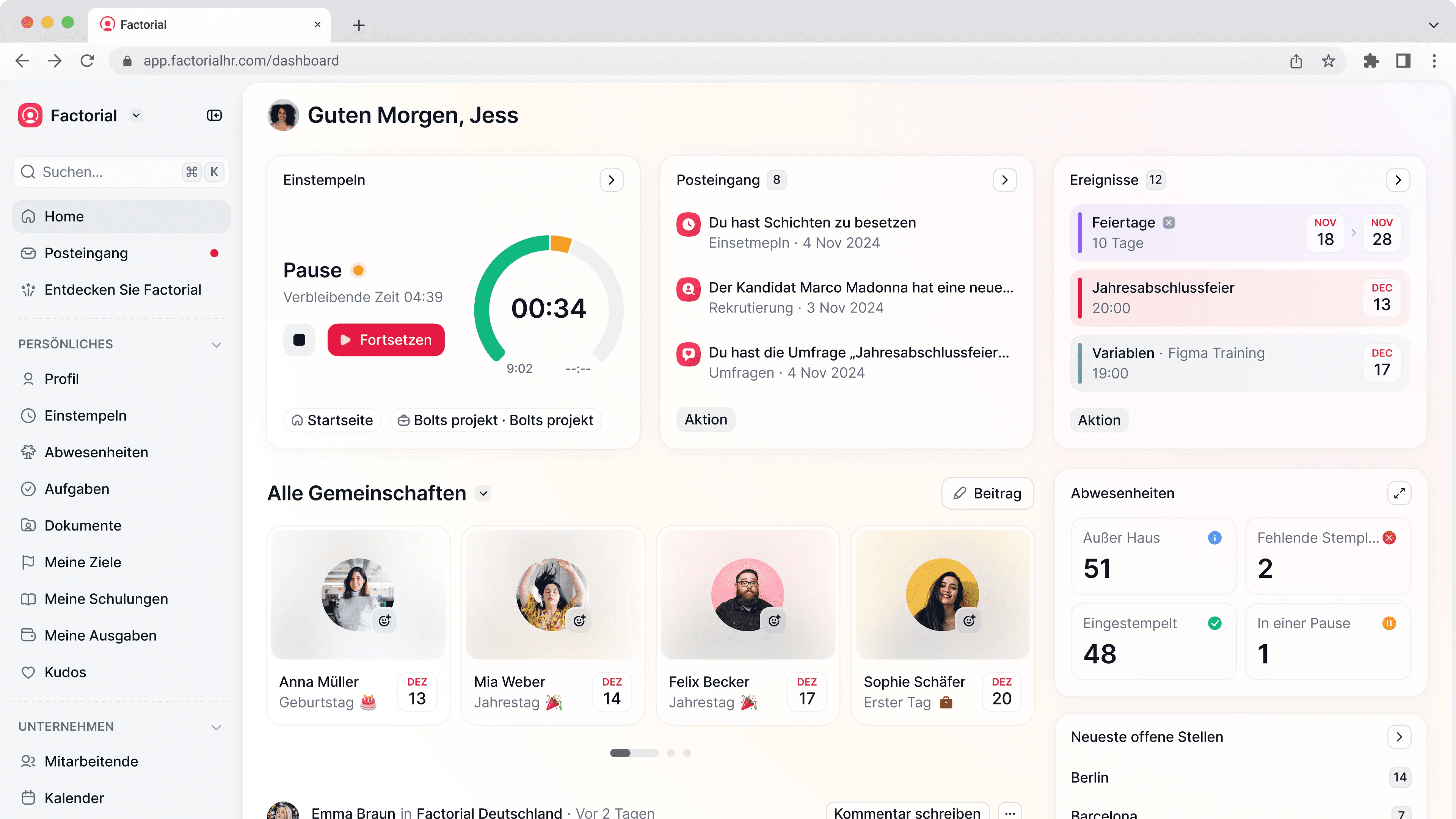 Factorial HR – Dashboard für alle HR-Prozesse