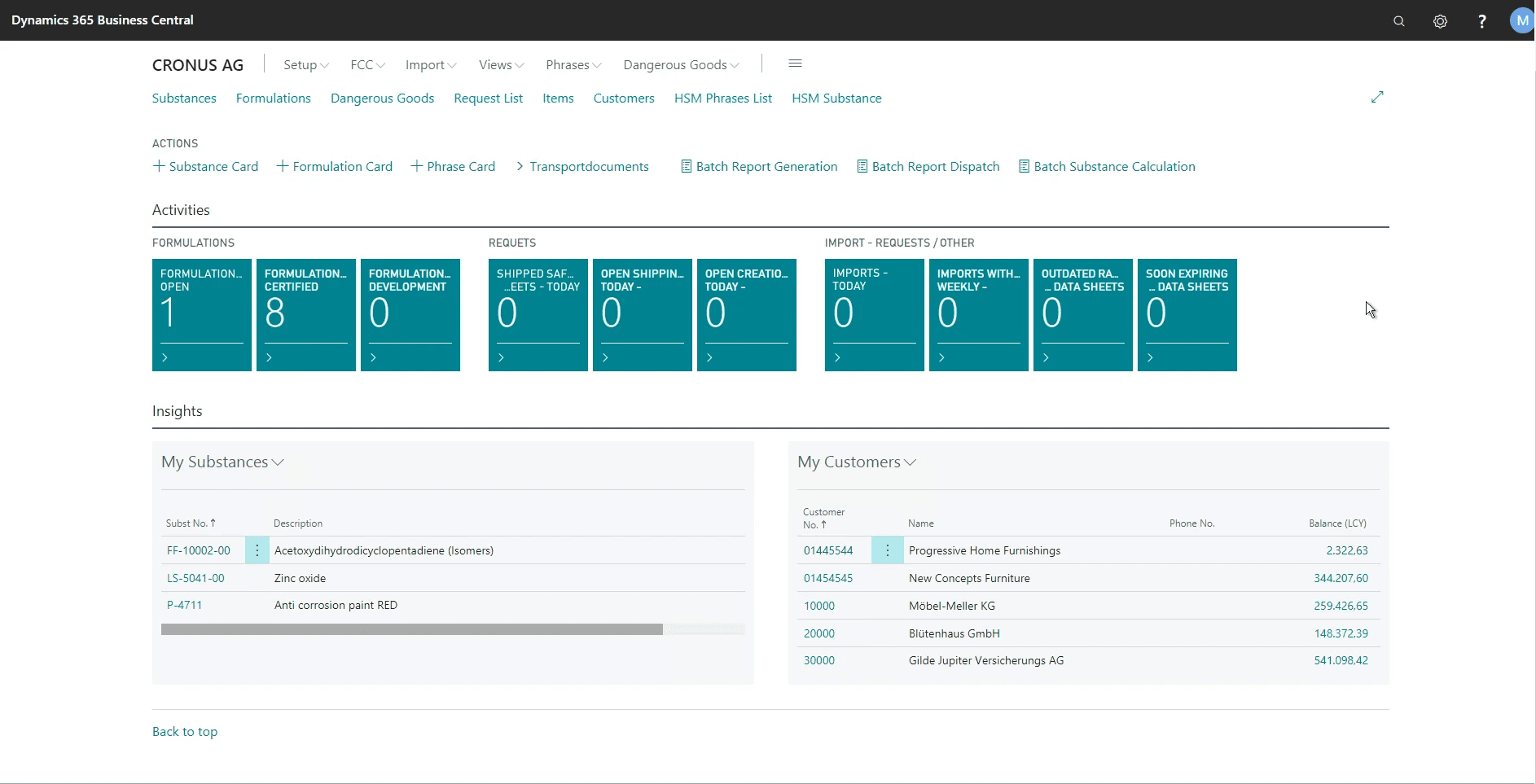 Role center - the tailored overview of important information and quick navigation to frequently used functions