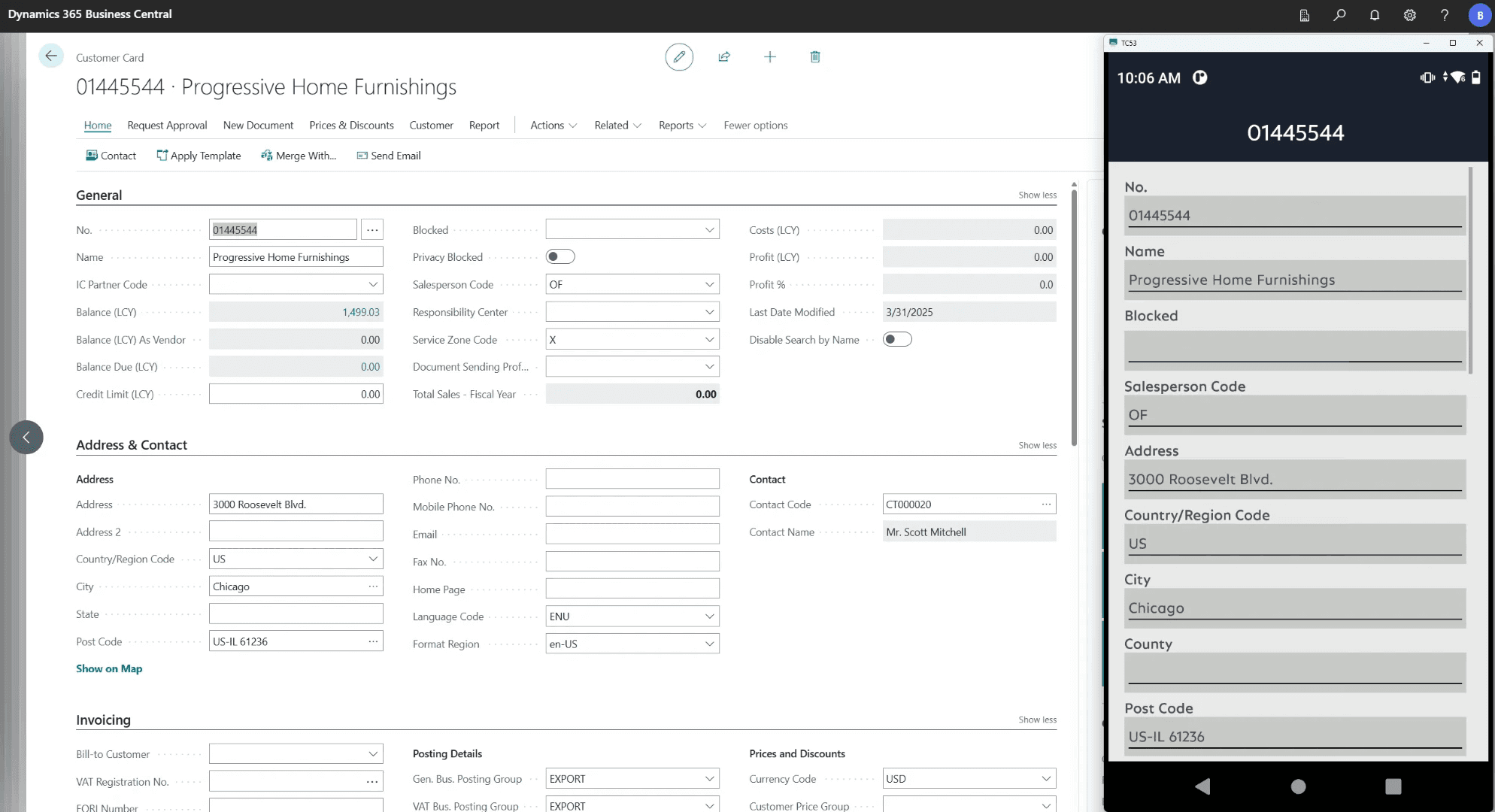 ERP customer data in COSMO ERP Mobile Solution Customer data sync between Microsoft Dynamics 365 Business Central and COSMO ERP Mobile Solution.