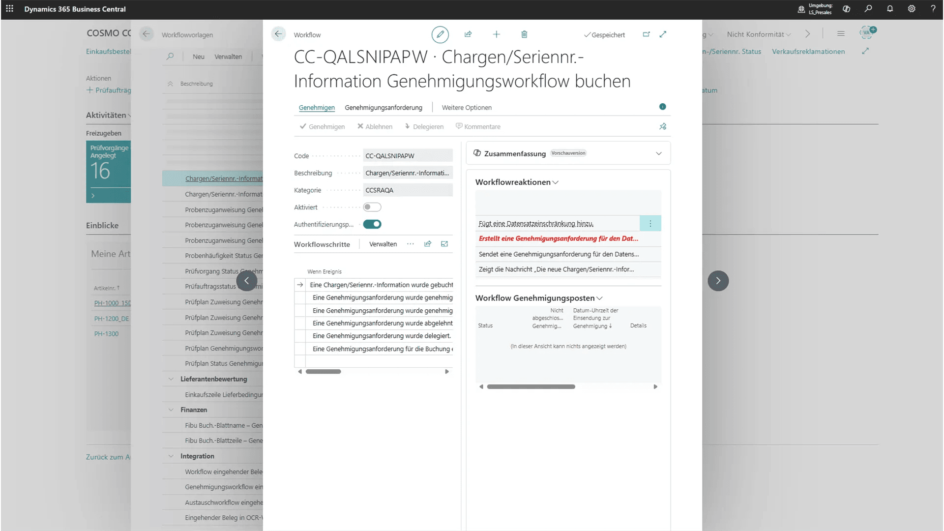 Effiziente Genehmigungsprozesse mit COSMO ERP Pharma Manufacturing Genehmigungsworkflows in der Pharmaindustrie mit Microsoft Dynamics 365 Business Central