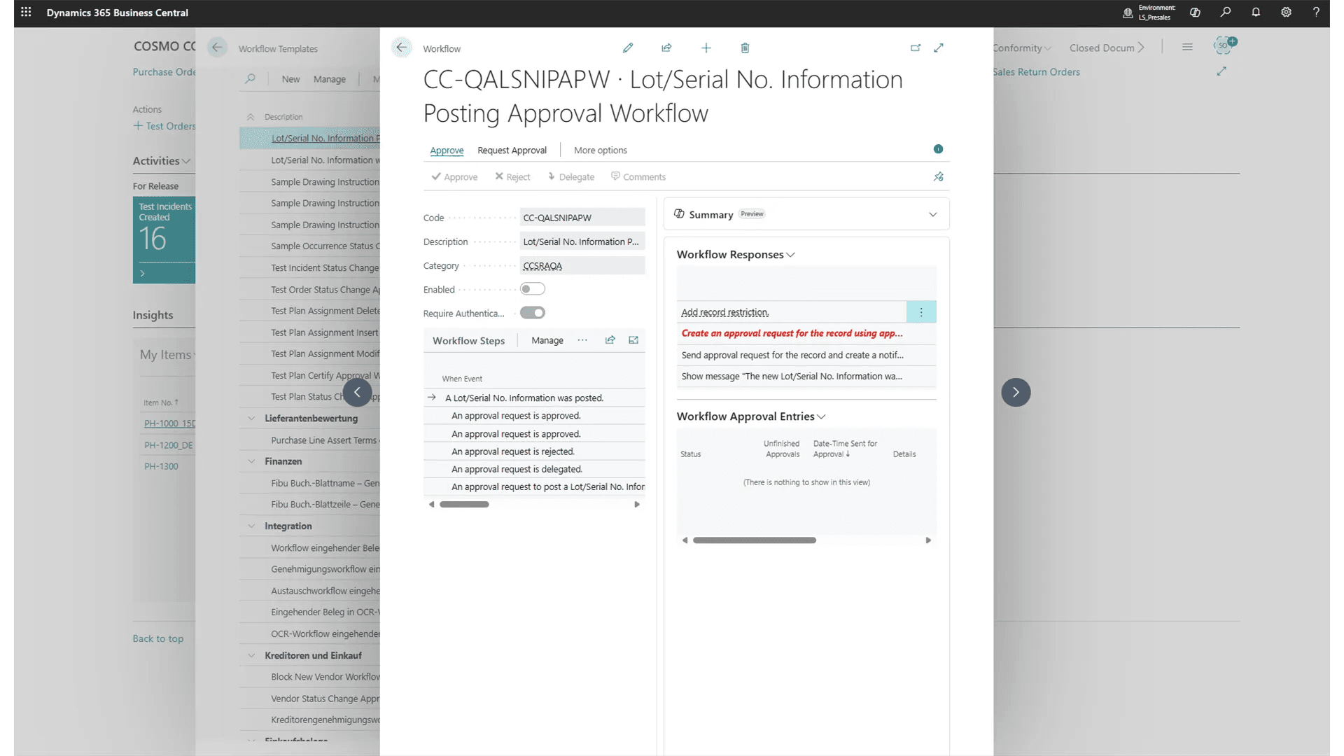 Efficient Approval Processes with COSMO ERP Pharma Manufacturing Approval workflows in pharma manufacturing with Microsoft Dynamics 365 Business Central