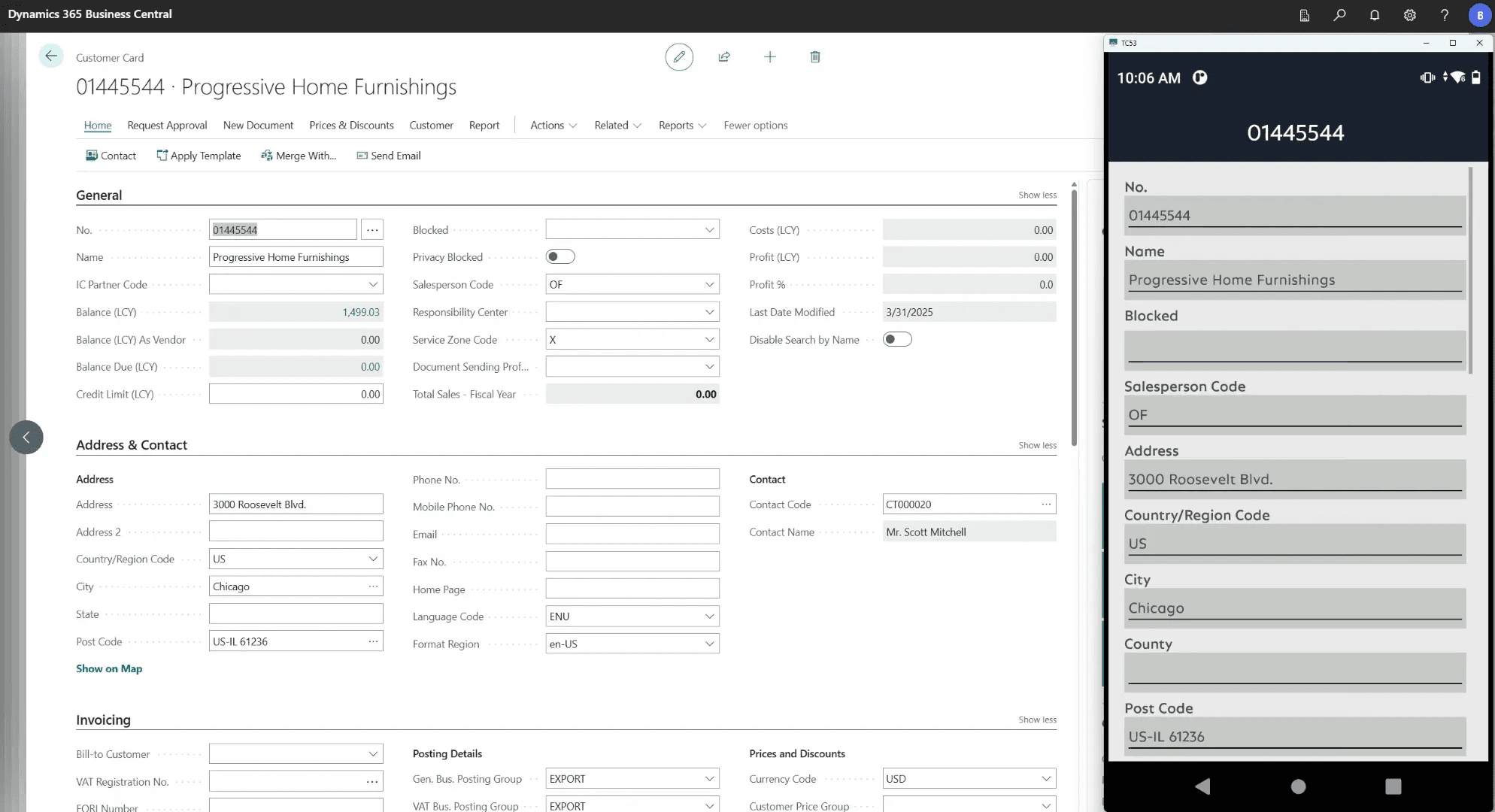 Kundendaten aus dem ERP-System in COSMO ERP Mobile Solution