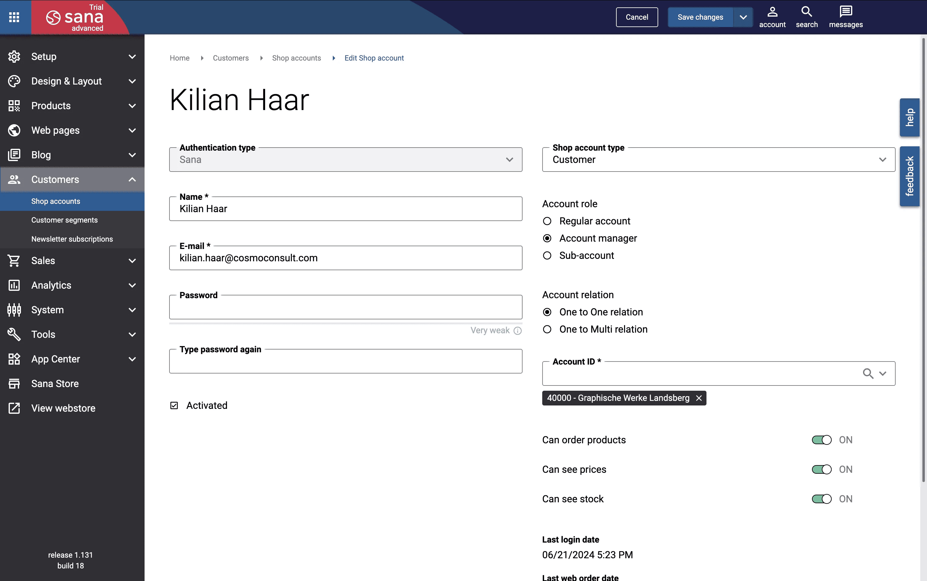 B2B-Shopkonto und Benutzerverwaltung in Sana Commerce B2B-Shopkonten und Rollenverwaltung in Sana Commerce mit Microsoft Dynamics 365