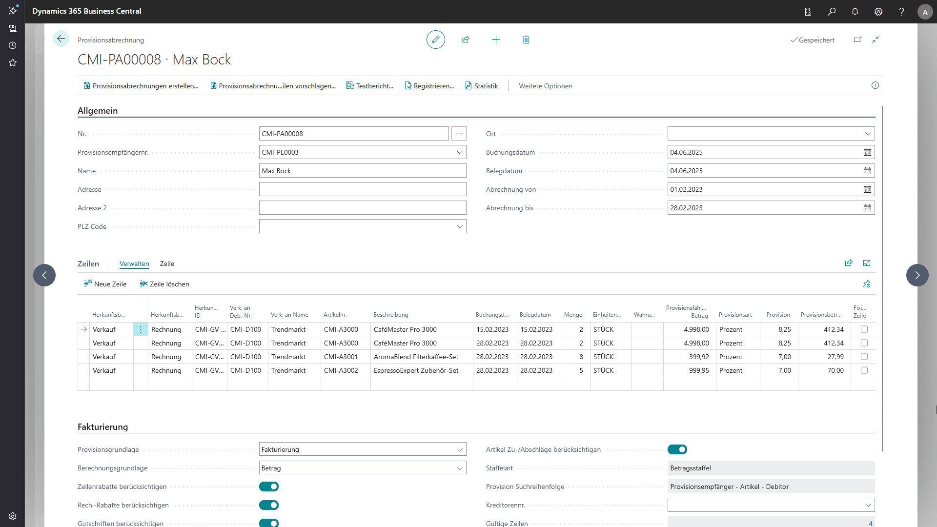 Commission accounting for a commission recipient with COSMO ERP Commission software. Commission software integrated directly with Microsoft Dynamics 365 Business Central.