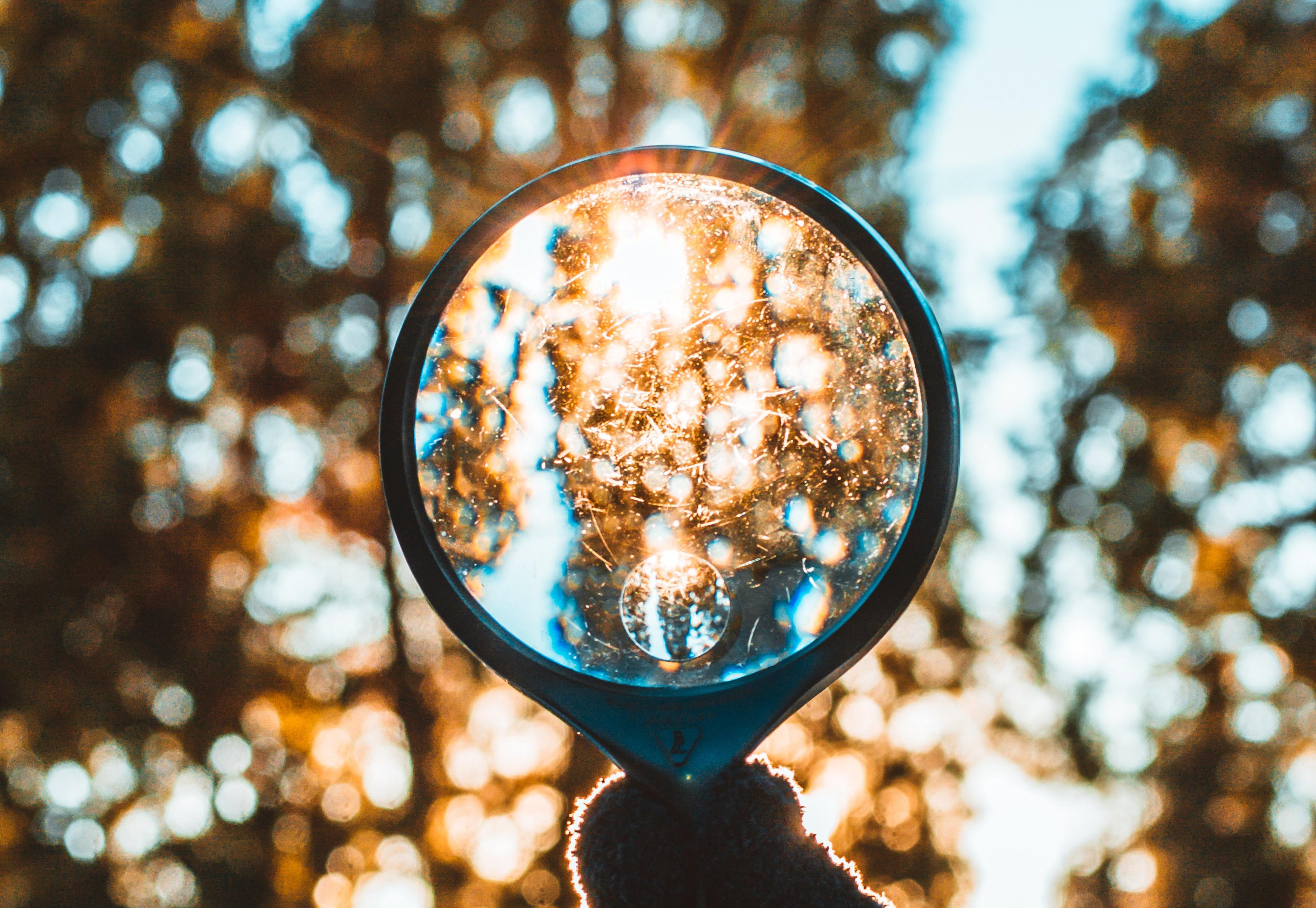 close up of a scratched magnifier