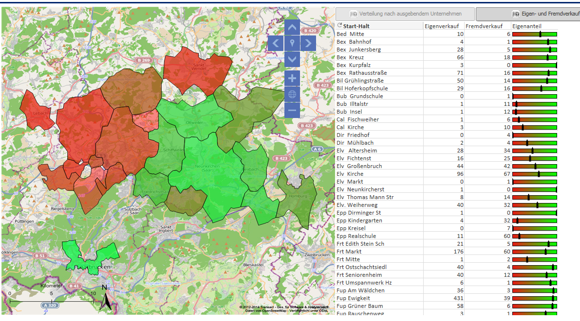 Screenshot: Honeycomb Analysis Map