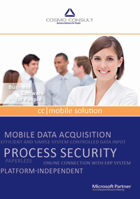 Factsheet cover of cc|mobile solution: The holistic special solution for mobile field services seamlessly integrated in Microsoft Dynamics NAV.